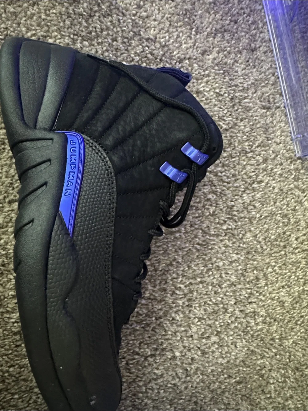 Jordan Black and Purple Retro-Style Athletic Shoes